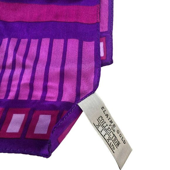 Elaine Gold Collection Silk Purple Neck Scarf With Geometric Design JJ3794 - Picture 5 of 5